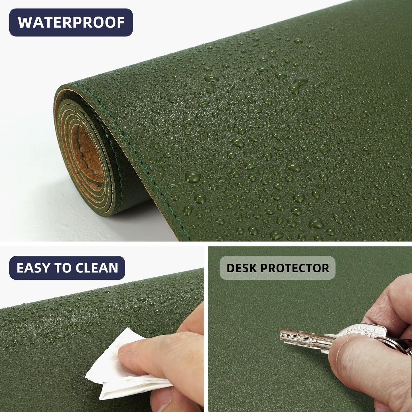 AFIING Leather Desk Pad Protector, Large Desk Mat with Natural Cork & PU Leather, Mouse Pad