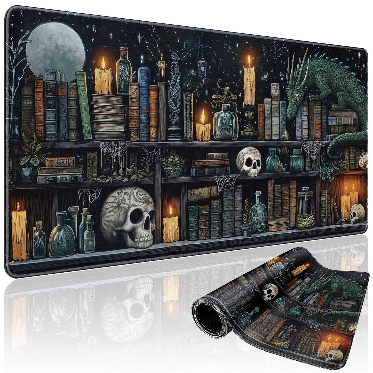 Mcapirivo Mystical Gothic Library Large Gaming Mouse Pad Desk Mat 31.5x15.7