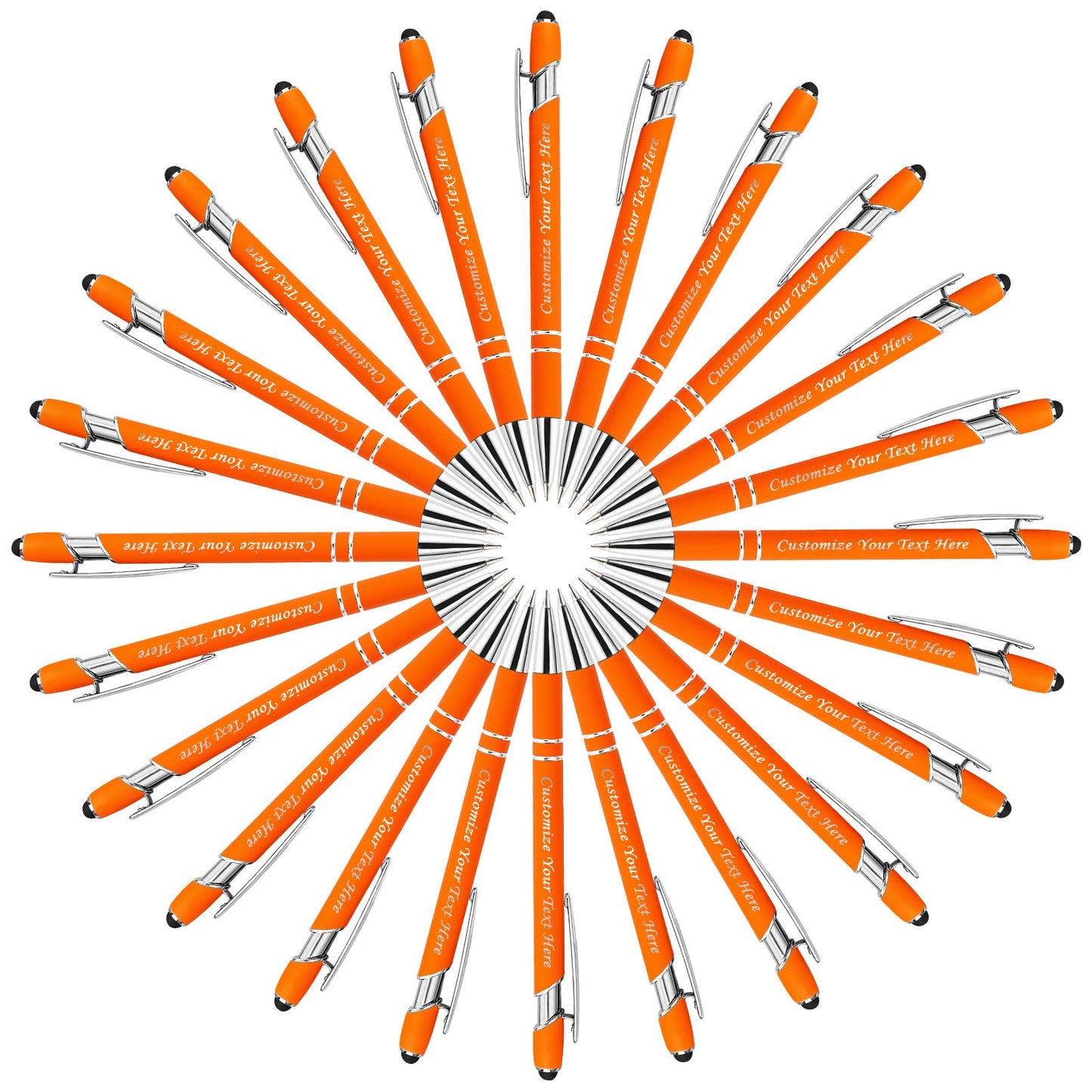 Personalized Pens with Stylus Tip, Custom Engraving Pens 24PCS, Soft Touch Ballpoint Pen, Printed