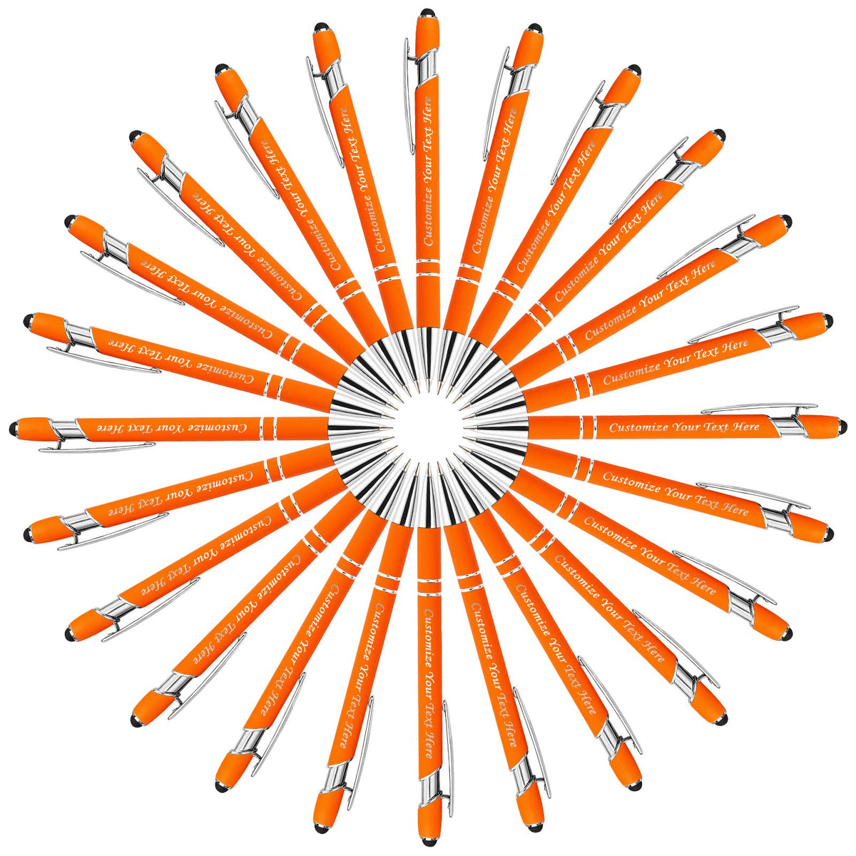 Personalized Pens with Stylus Tip, Custom Engraving Pens 24PCS, Soft Touch Ballpoint Pen, Printed