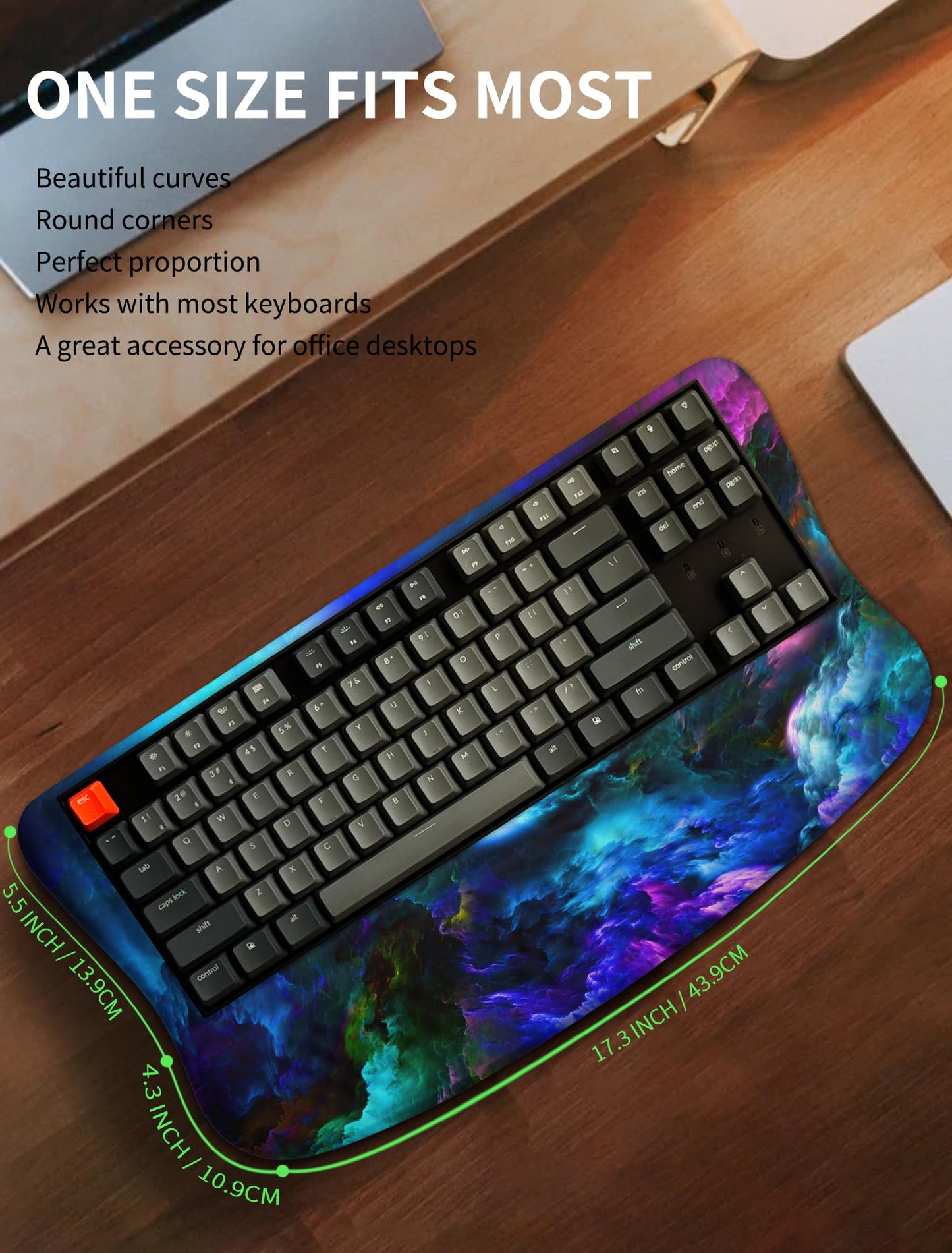 KUOSGM Ergonomic Wave Wrist Rest with Keyboard Stand, Cushioned Palm Rest, Comfortable Integrated