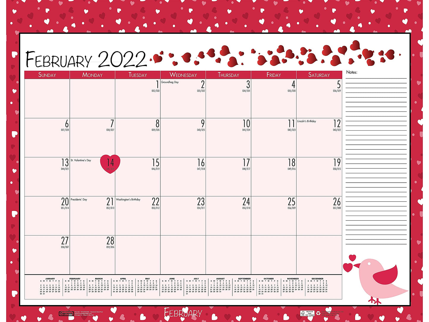 House of Doolittle 2022 Monthly Seasonal Desk Pad Calendar, 18.5 x 13 Inches, January - December
