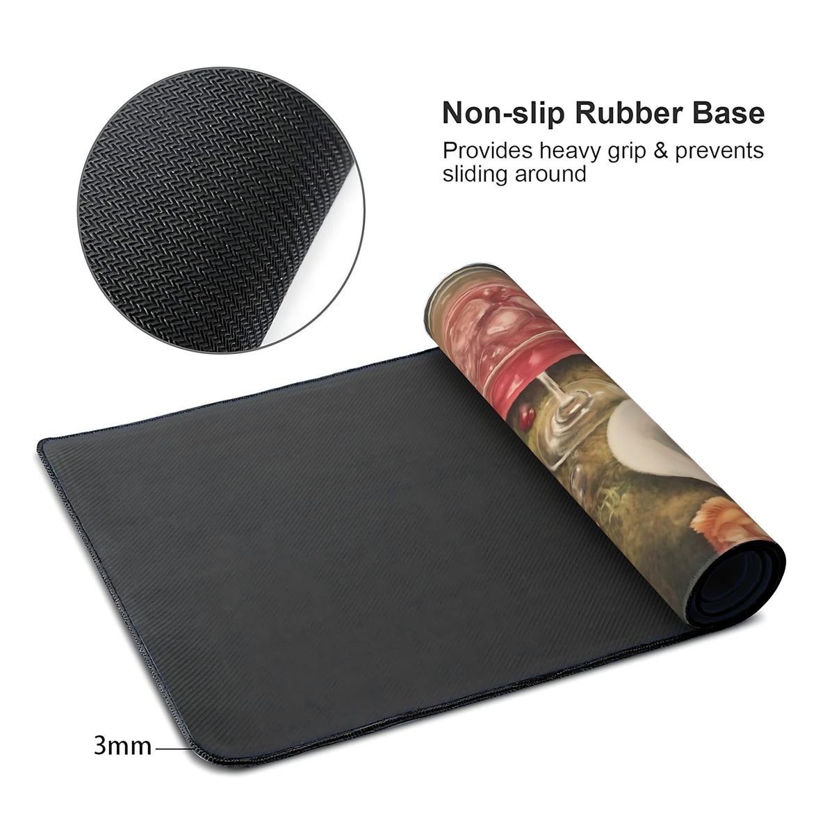 Cute Aesthetic Party Gaming Mouse Pad, Green Pink Cottagecore Desk Mat with Anti-Slip Base &