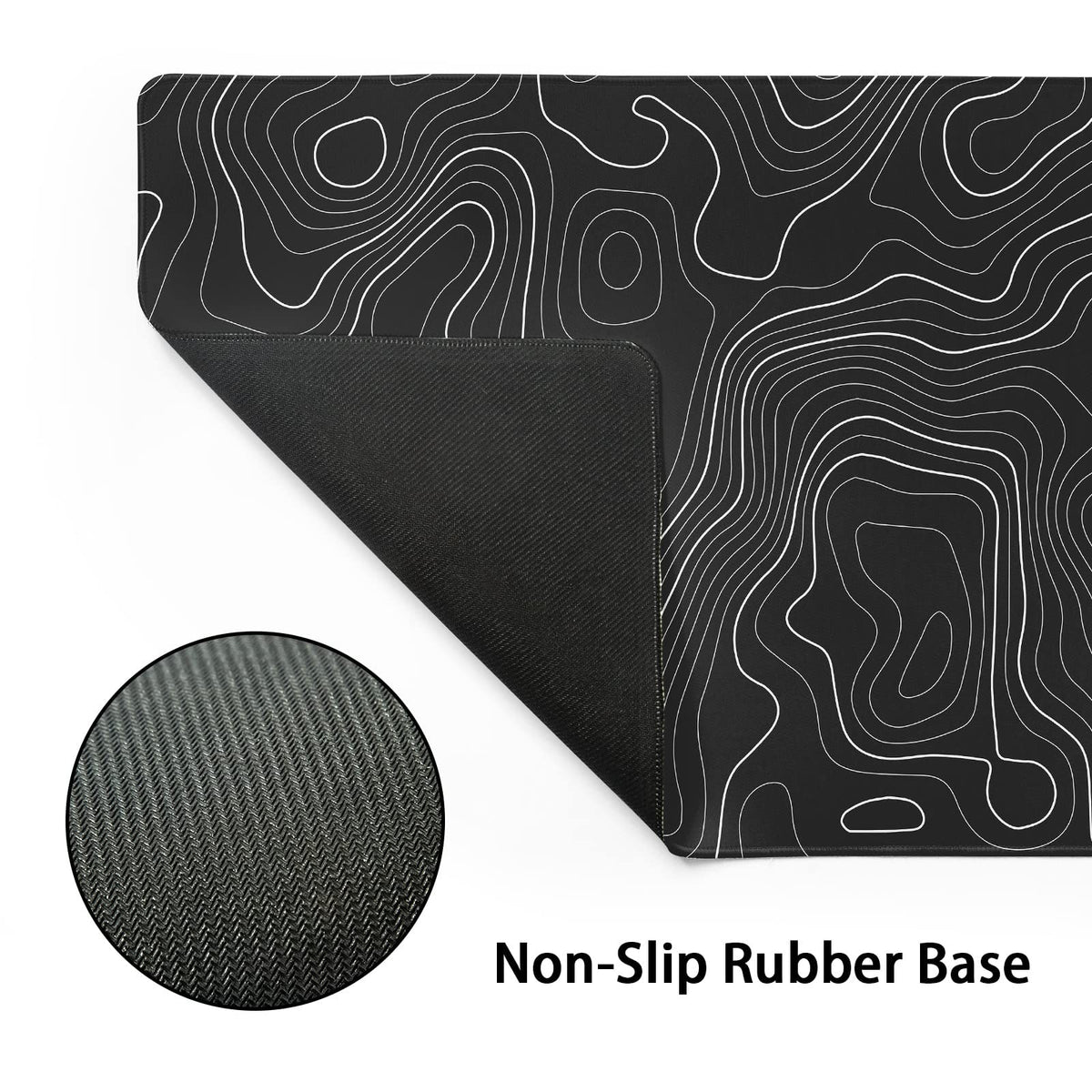 Topographic Map Large Mouse Pad XL Black Lines Contour Geographic Extended Large Desk Mat Big Desk