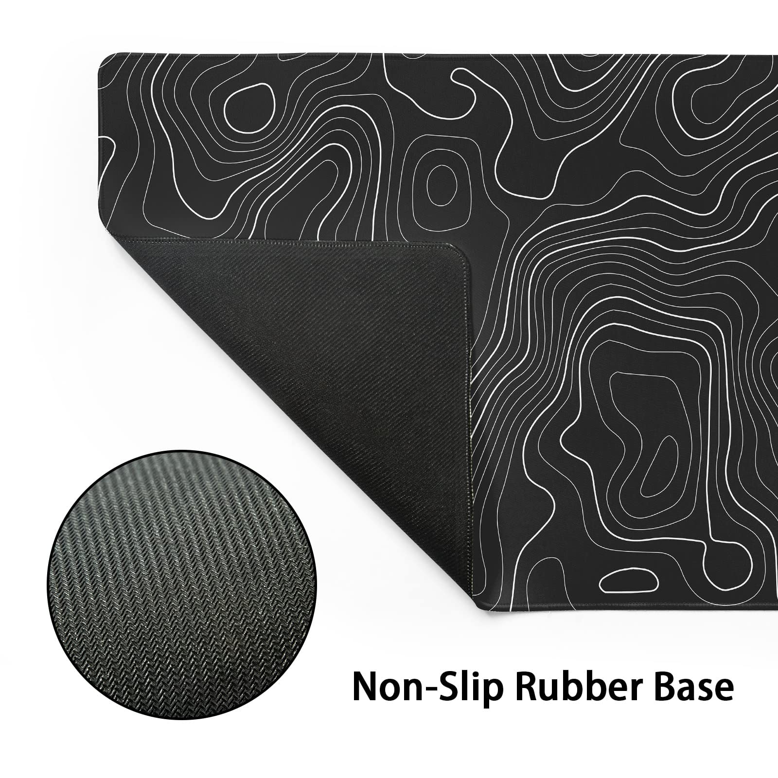 Topographic Map Large Mouse Pad XL Black Lines Contour Geographic Extended Large Desk Mat Big Desk