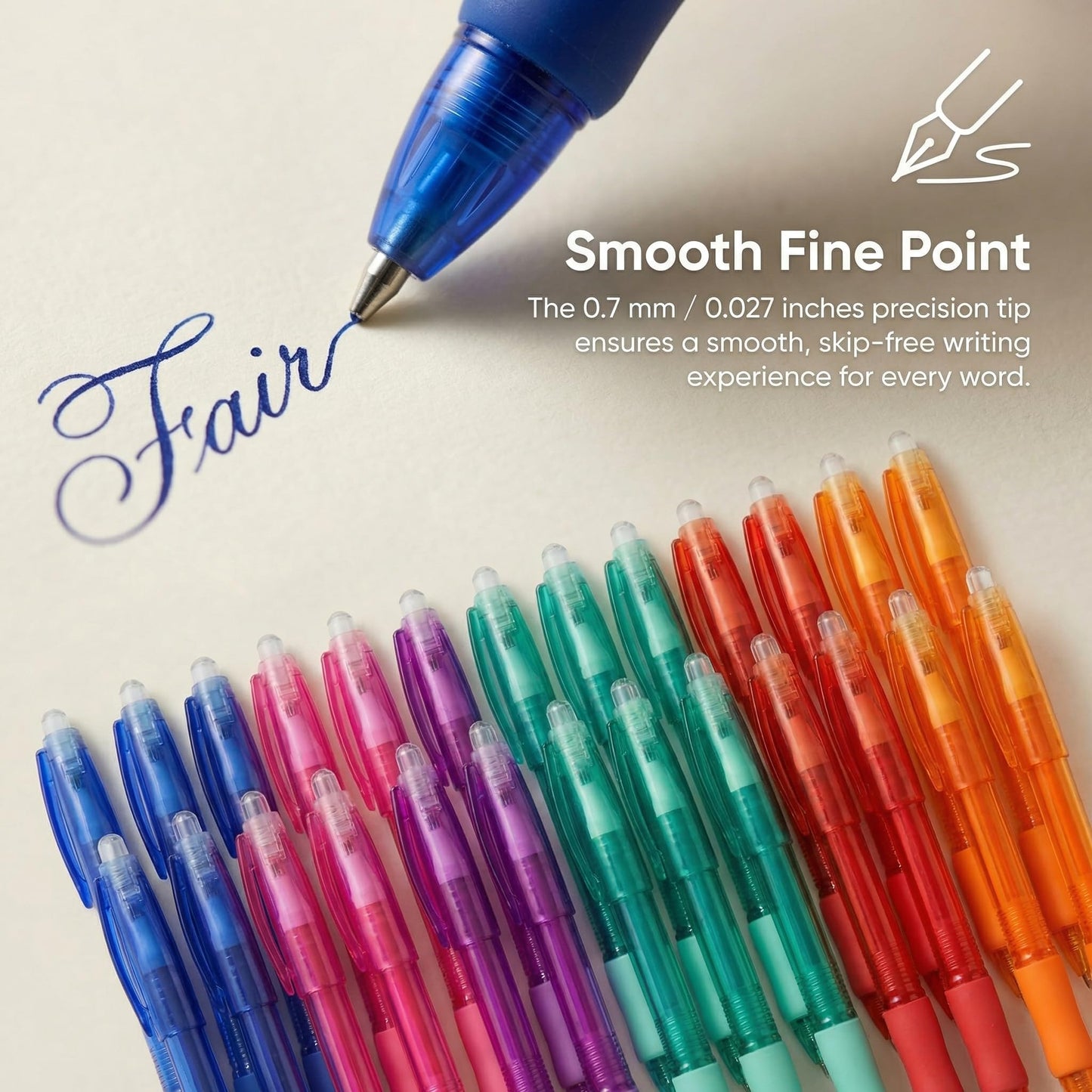 Volcanics Erasable Gel Pens, 0.7mm Medium Point, 6 Colors, 36 Pack