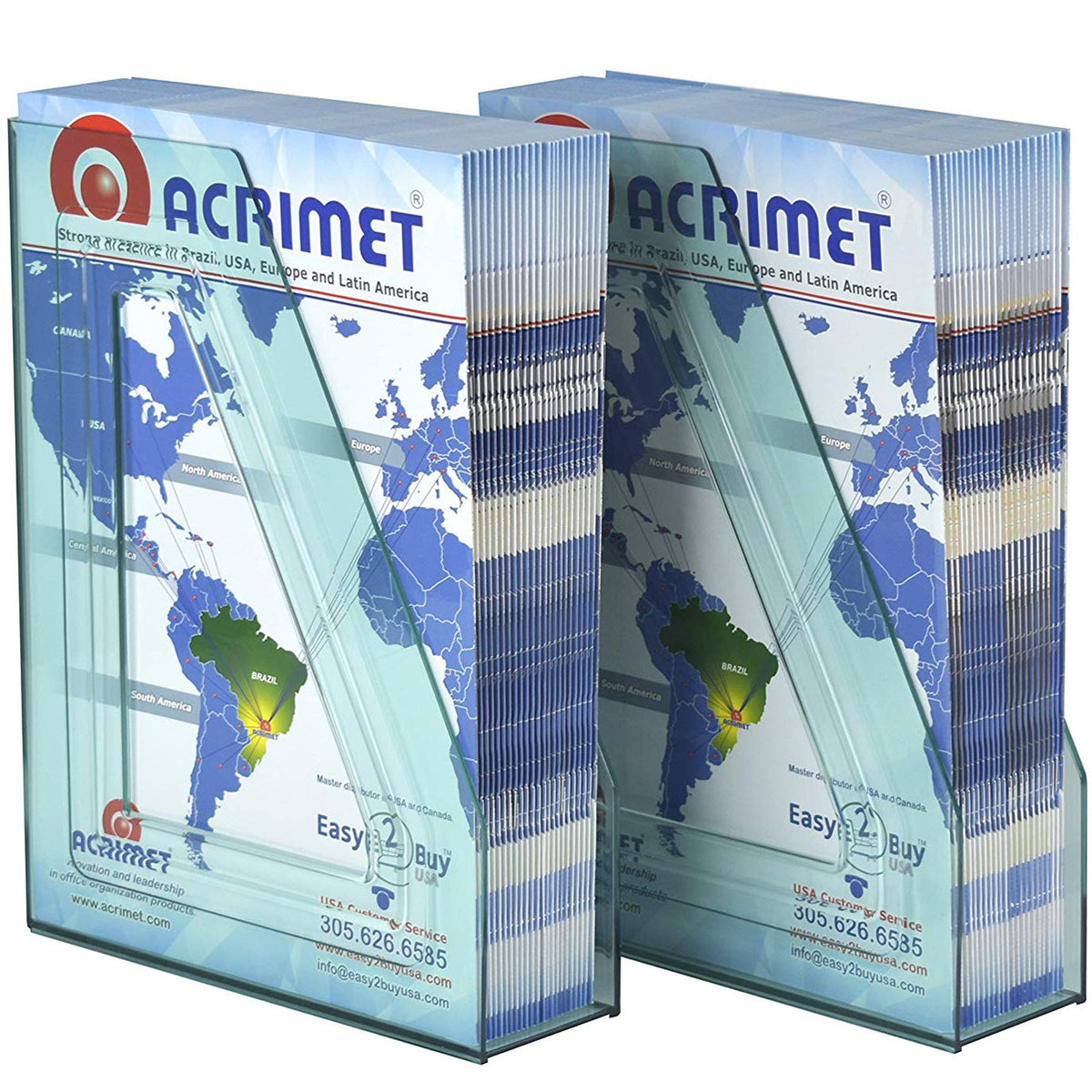 Acrimet Magazine File Holder, Vertical Desk Organizer, Clear Green, 2 Pack