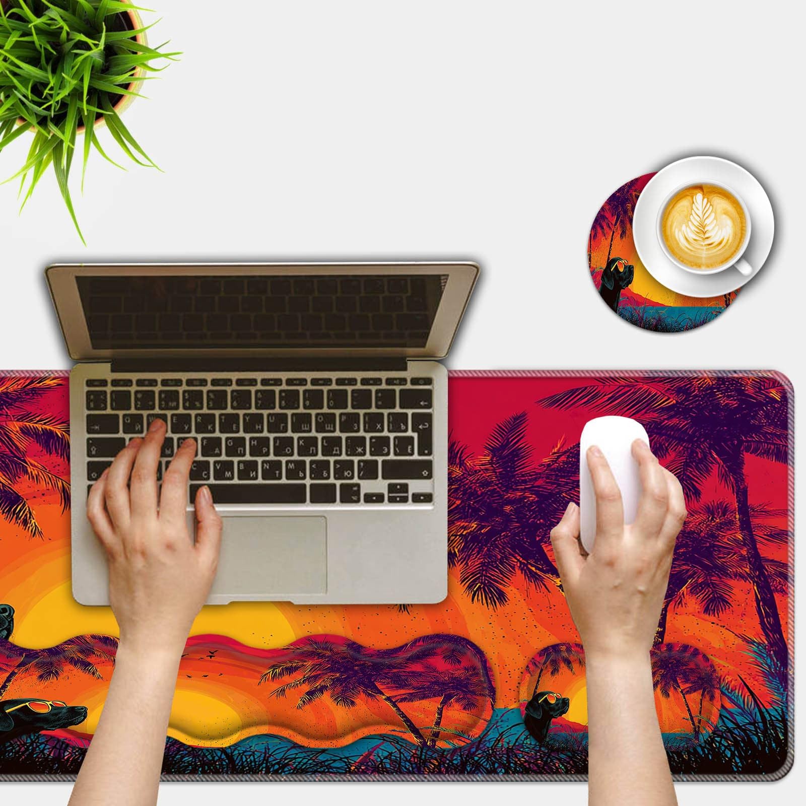 FGDRFGRW Mouse Pad Set,(31.5×11.8 in) Desk Pad + Keyboard Wrist Rest Support + Mouse Wrist Rest +