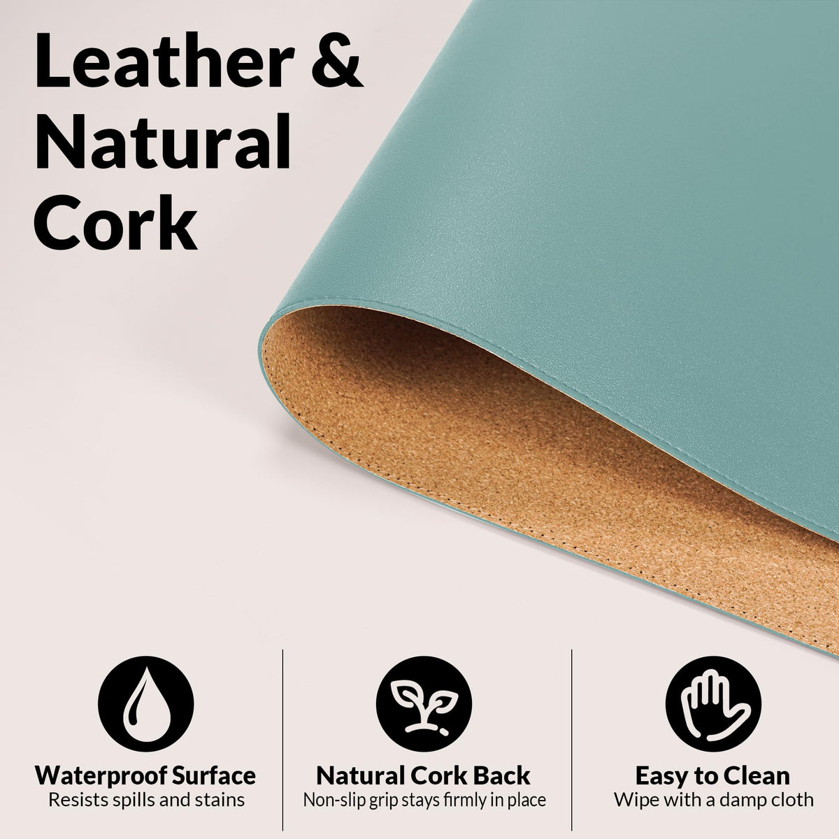 AFIING Leather Desk pad Protector, Light Blue, 35.4" x 17"