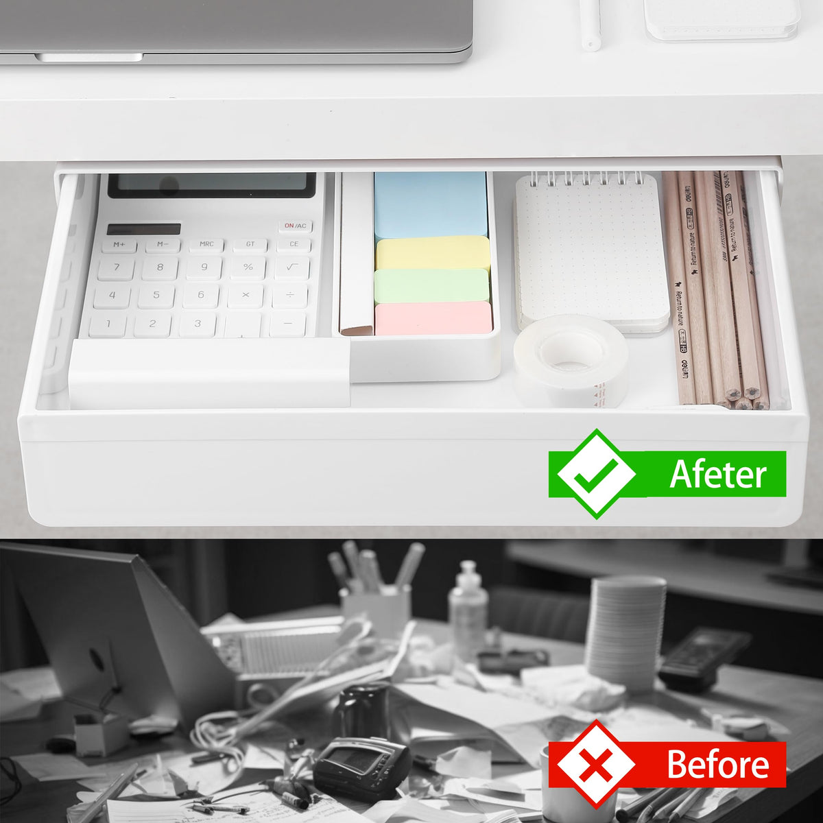 AirTaxiing Under Desk Drawer - Super Large Under Table Hidden Drawer Desk Accessories & Workspace