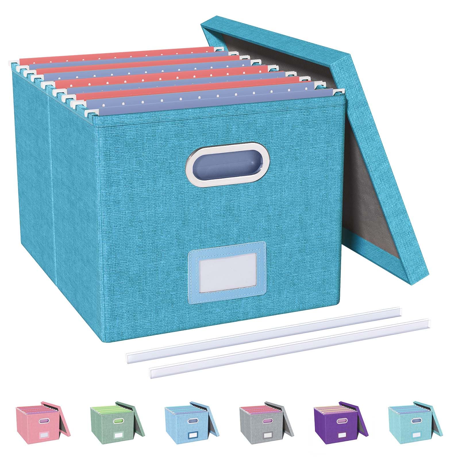 Oterri File Organizer with Lid, File Box, File Cabinet for Letter File Folder Storage, Hanging File