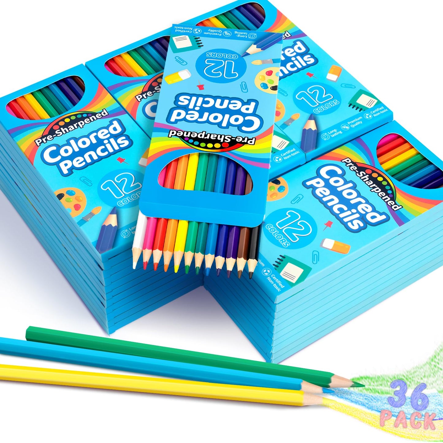 Jumlys 432 Count Colored Pencils Bulk, 36 Pack Coloring Pencils for Kids