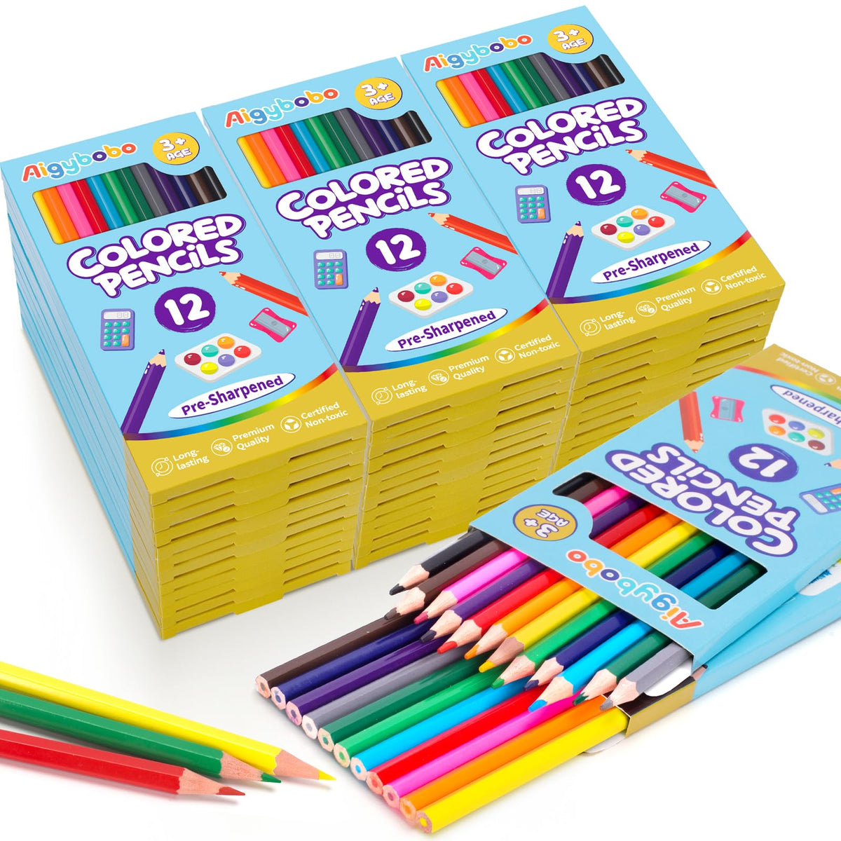 36 Pack Colored Pencils, Color Pencils Bulk for Kids Classroom, 432 Count