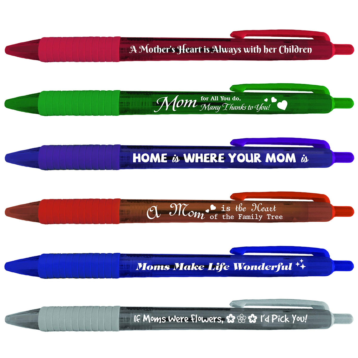 Greeting Pen 12 Translucent Mom Appreciation Pen Set, 3 Designs 46018 Cute Inspirational Pens for