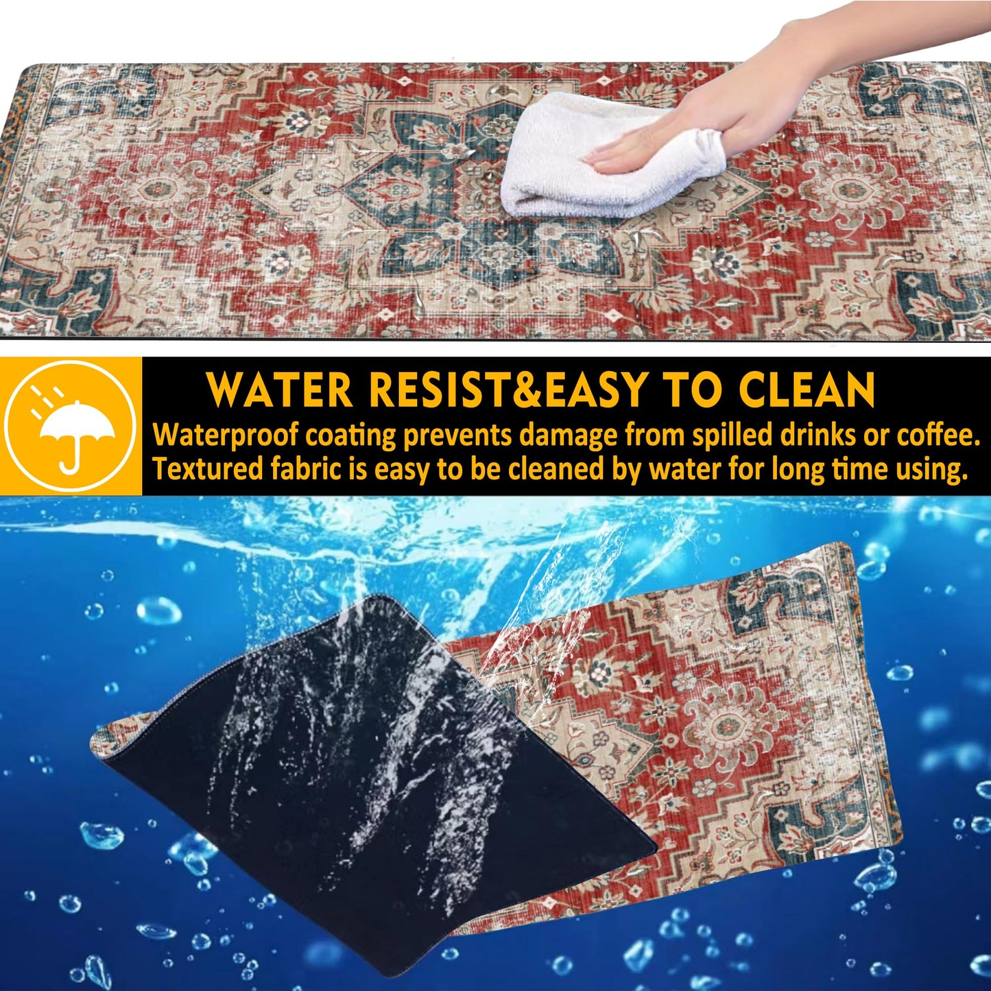 Uiaoiais Desk Pad,Persian Style Textile Rug Texture Gaming Mouse Pad,31.5"X15.7" Extended Gaming