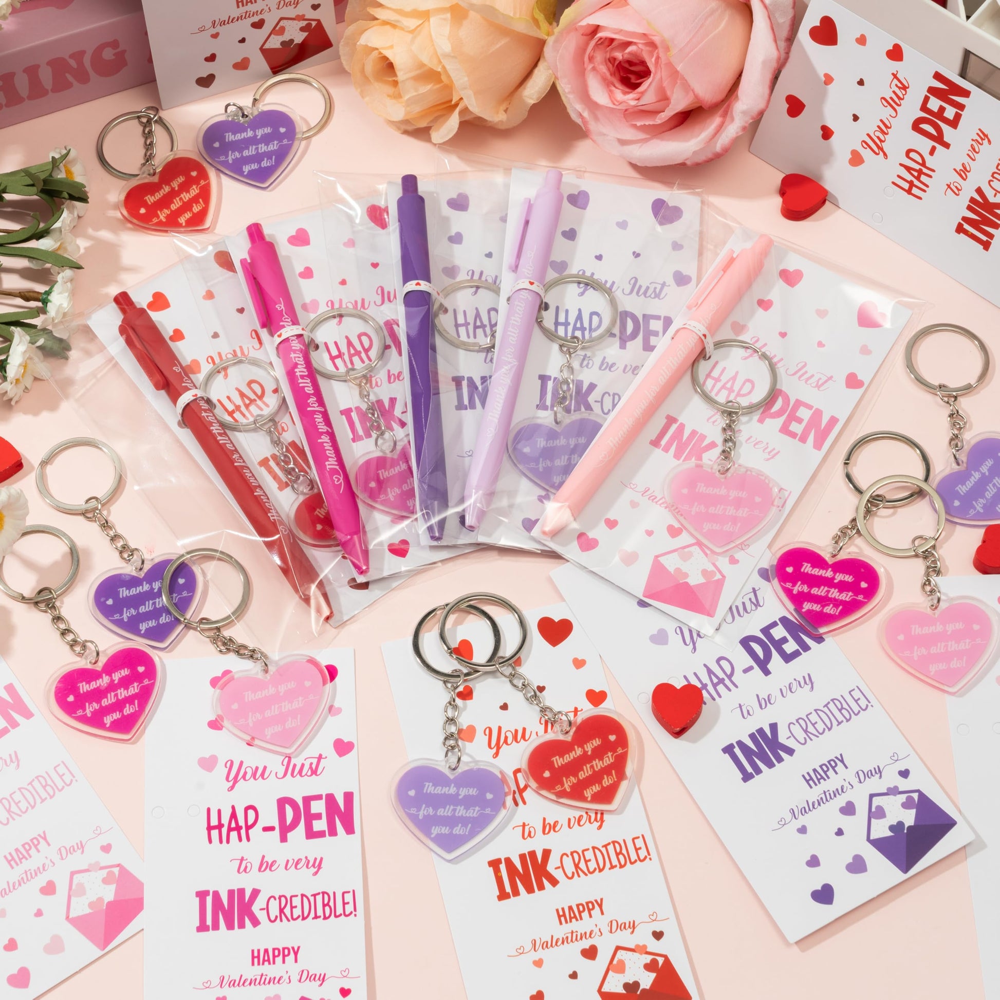 ANGOLIO Valentine's Day Employee Appreciation Gifts - 30 Sets Happy Valentines Bookmarks Pens Heart
