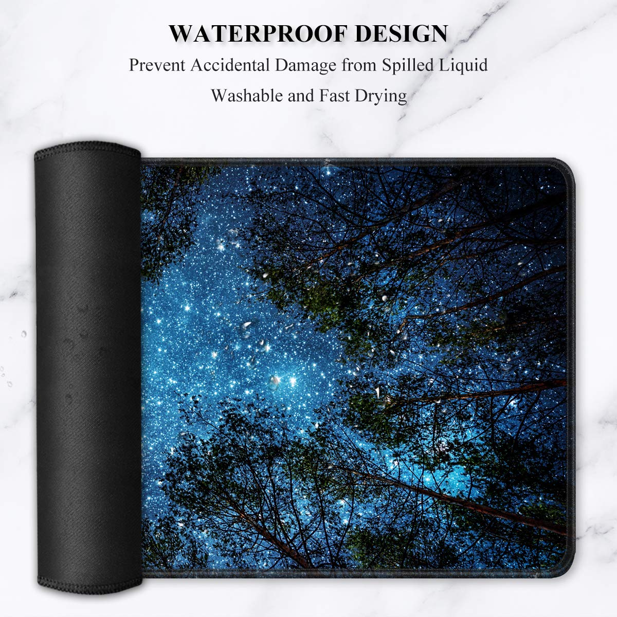 Auhoahsil Large Gaming Mouse Pad, XXL 35.4 x 15.7 in Desk Mat, Night Sky