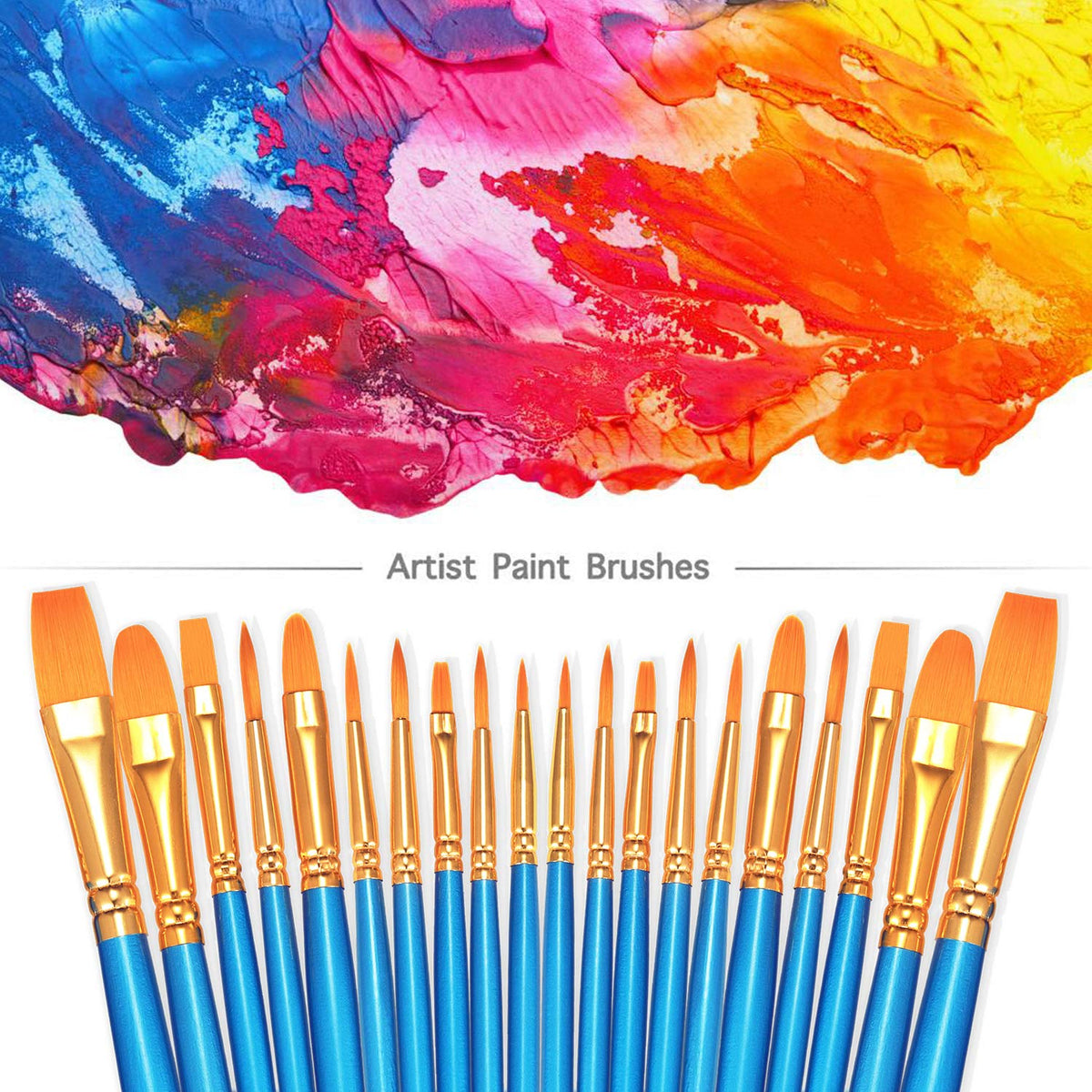 BOSOBO Paint Brush Sets, 10 Pack 100 Pcs Pointed-Round Tip Paintbrushes Nylon Hair Artist Acrylic