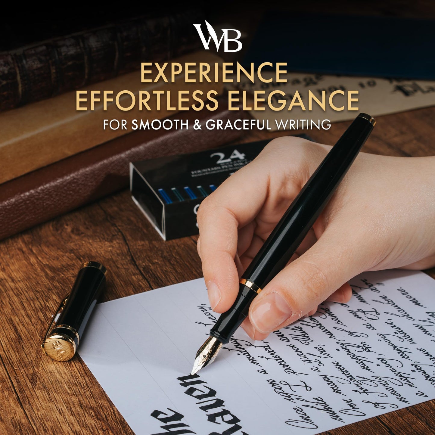 Wordsworth & Black Luxury Fountain Pen Set for Writing, Broad Nib, Black