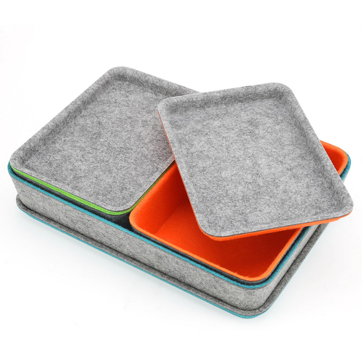 Welaxy 3-Piece Stackable Lidded Felt Desk Drawer Organizer Tray Multi-Color