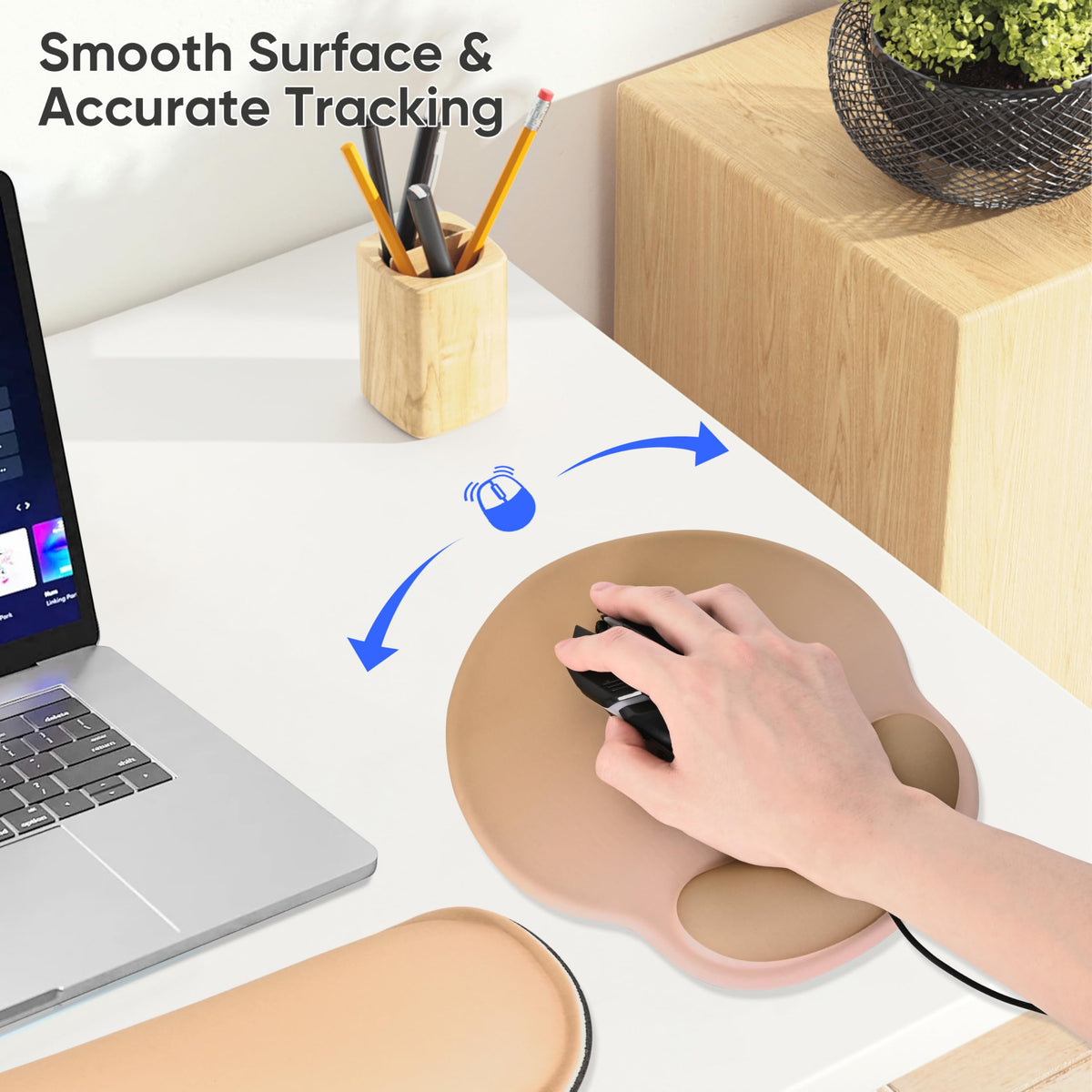 RICHEN 3 PCS Computer Mouse Pads for Desk with Coaster Set, Non-Slip Keyboard Wrist Rest and Mouse