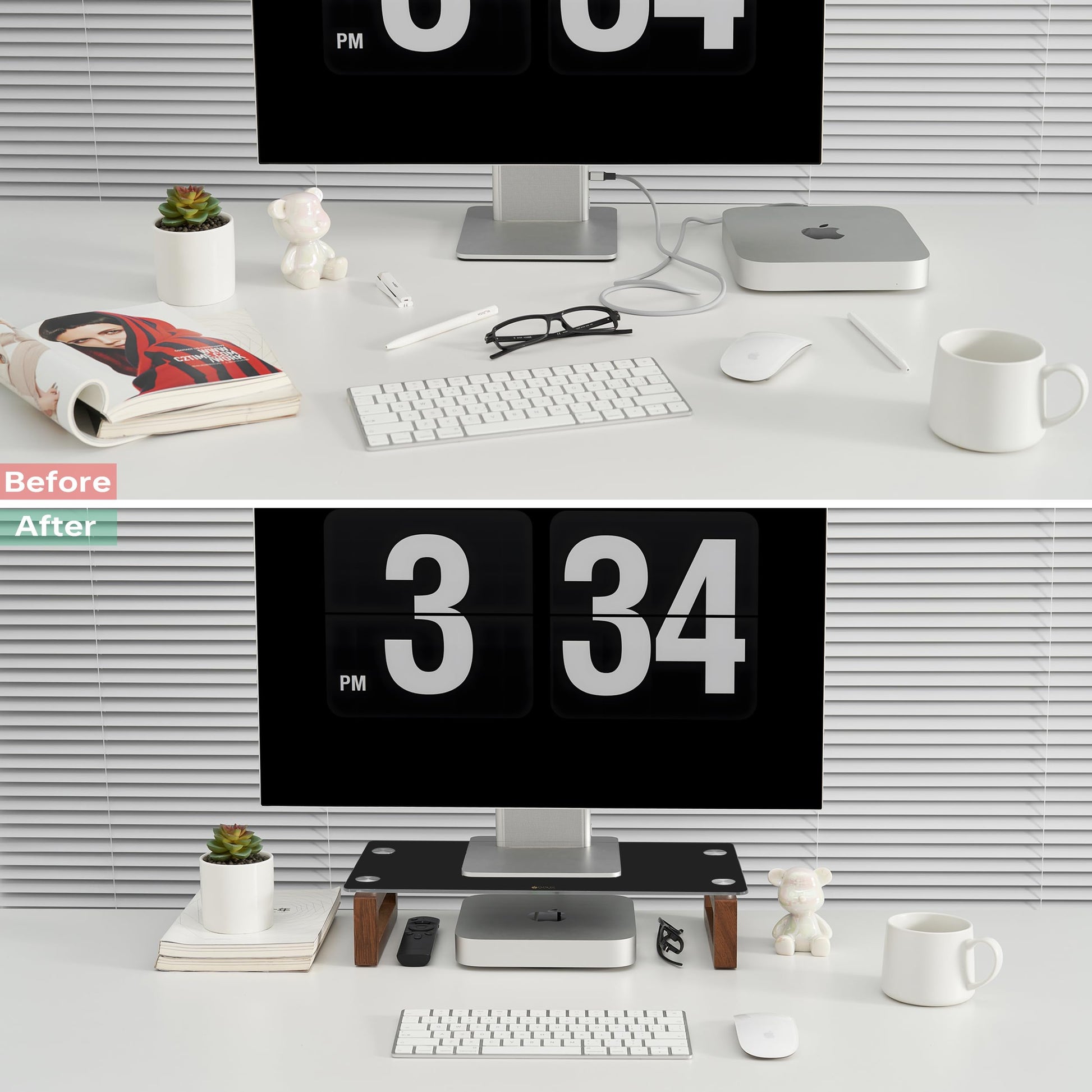 YEOUX Multi-Purpose Desktop Stand - 17.0" x 9.0" x 3.5" (Black & Walnut)