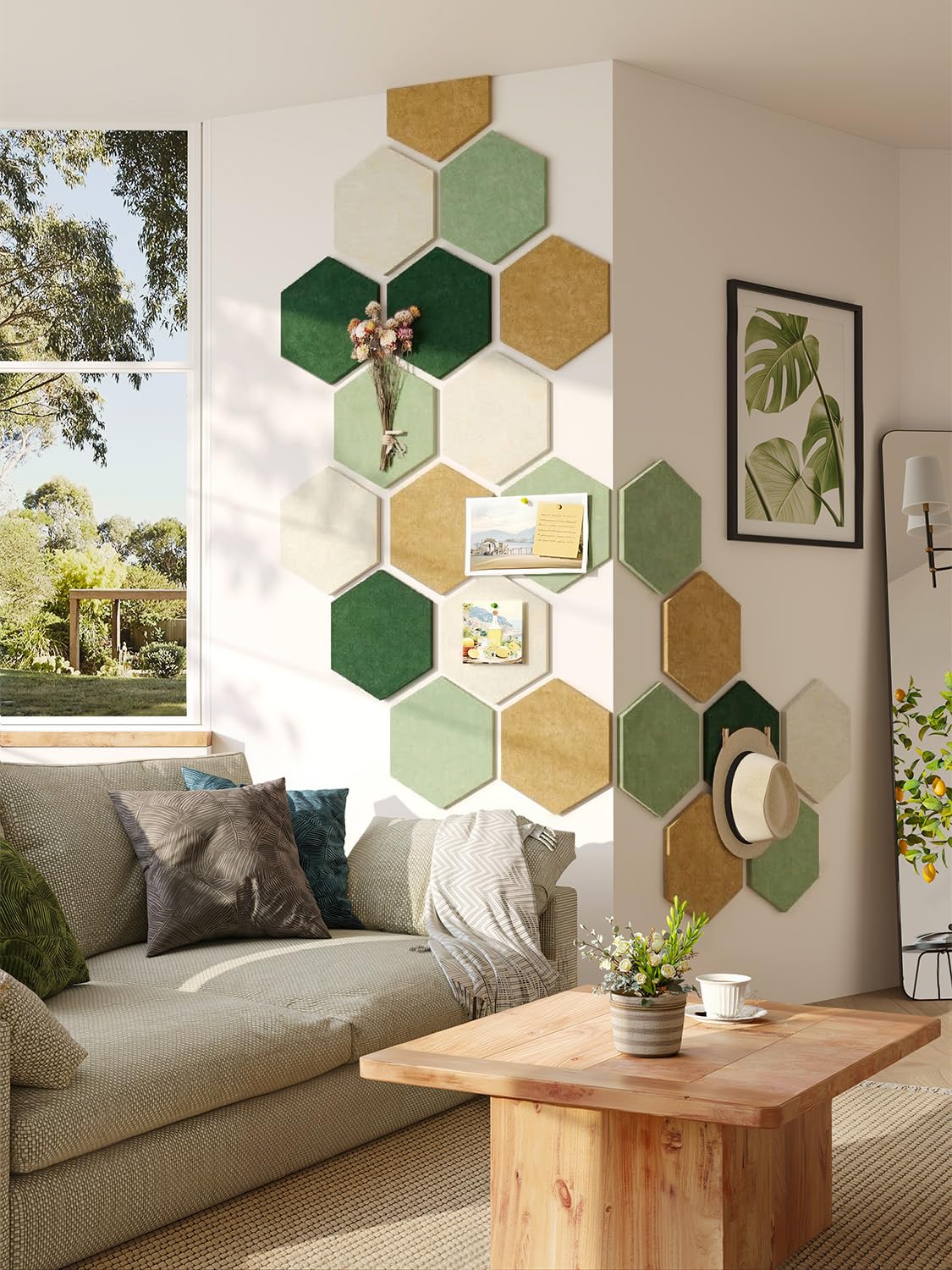 Uoisaiko 8-Pack Hexagon Felt Bulletin Board Tiles, Cork Board Alternative