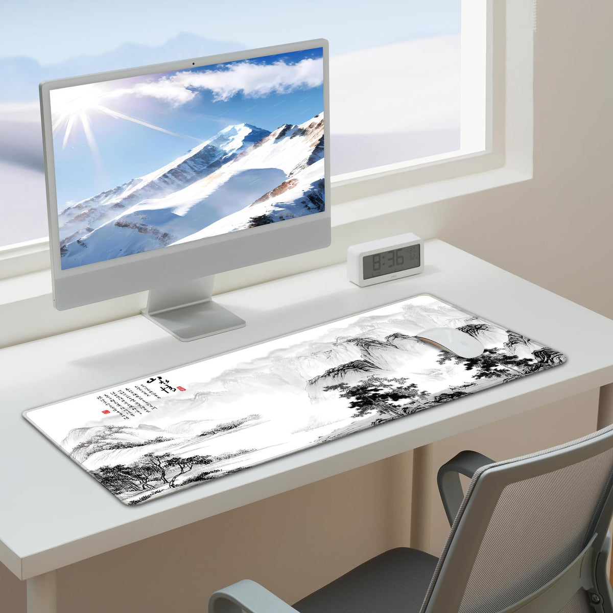 LL-COEUR Pattern Extended Gamer Mousepad 27.5x11.8x0.12inch, Desk Topper Mat with Non-Slip Base for