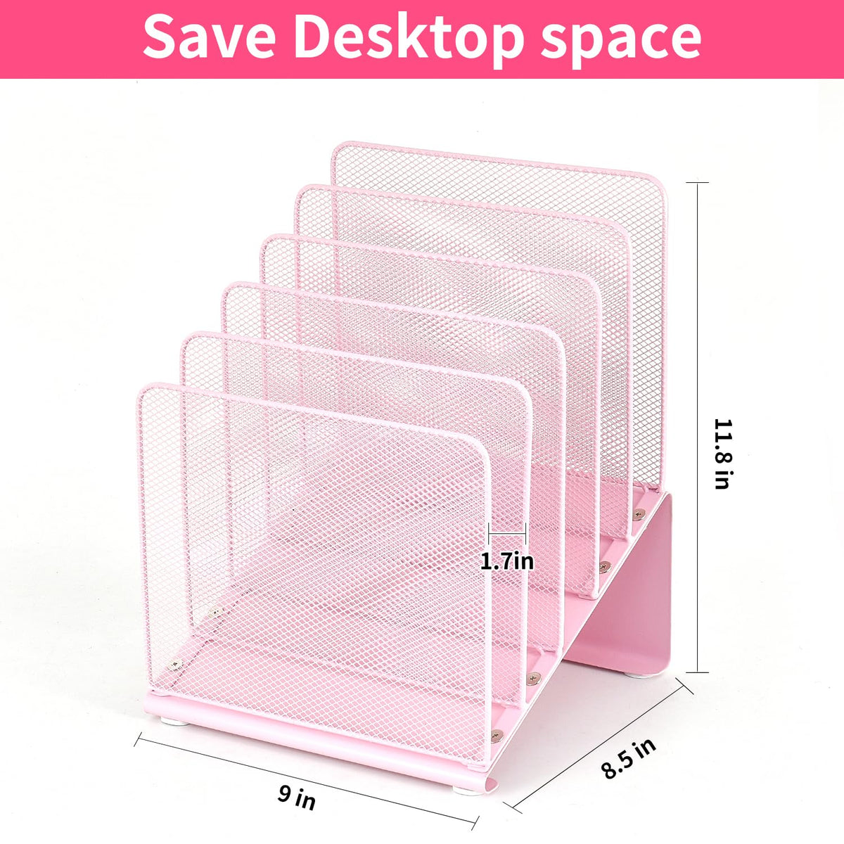 LEKETREE File Organizer for Desk, Desk Organizer with 5-Section Vertical File Rack, Folder
