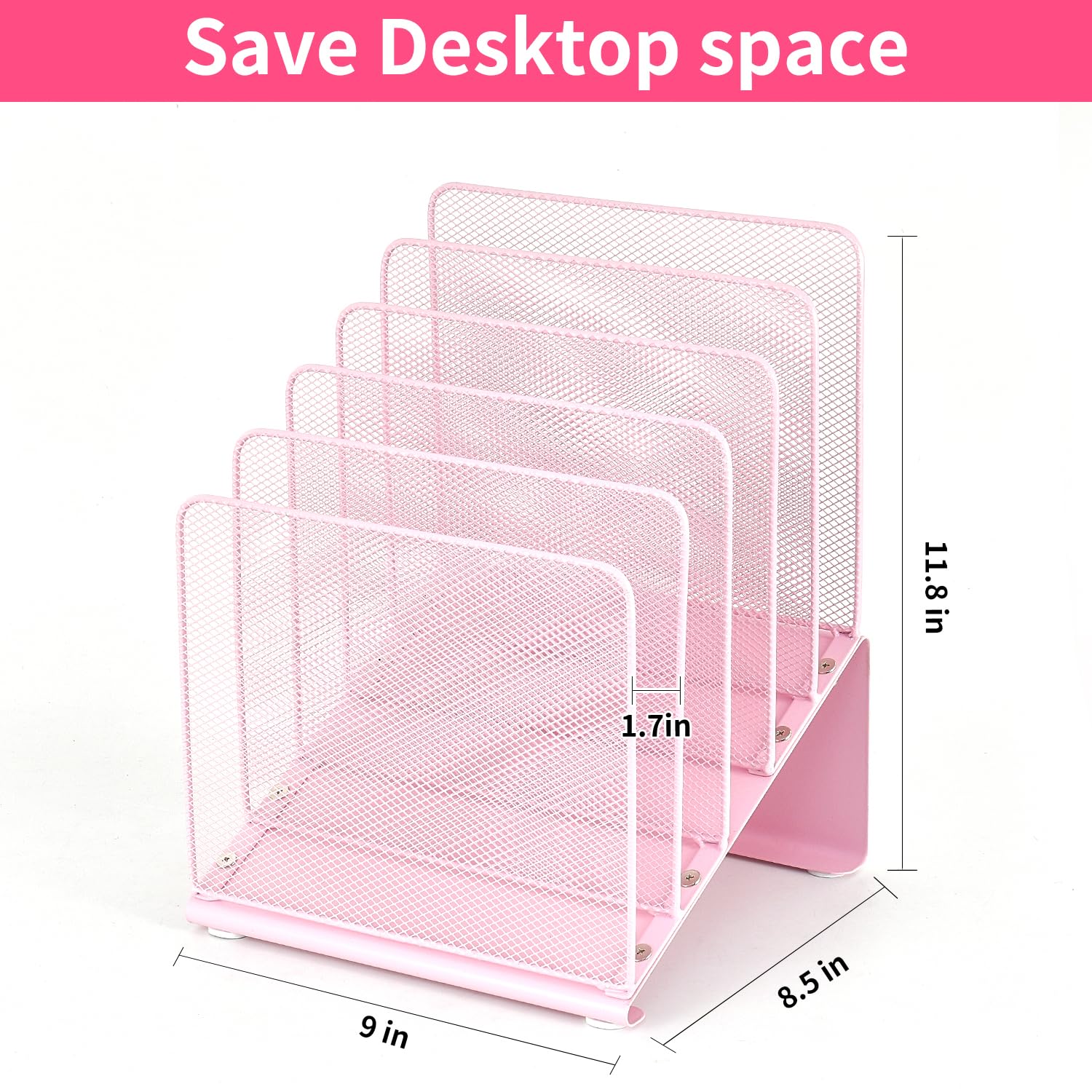 LEKETREE File Organizer for Desk, Desk Organizer with 5-Section Vertical File Rack, Folder