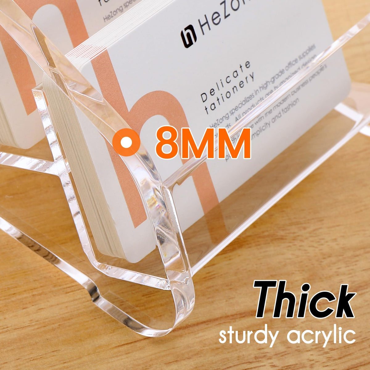 HeZone Business Card Holder for Desk Clear Acrylic Cards Stand Rack Multiple 8 slots 4 Tier