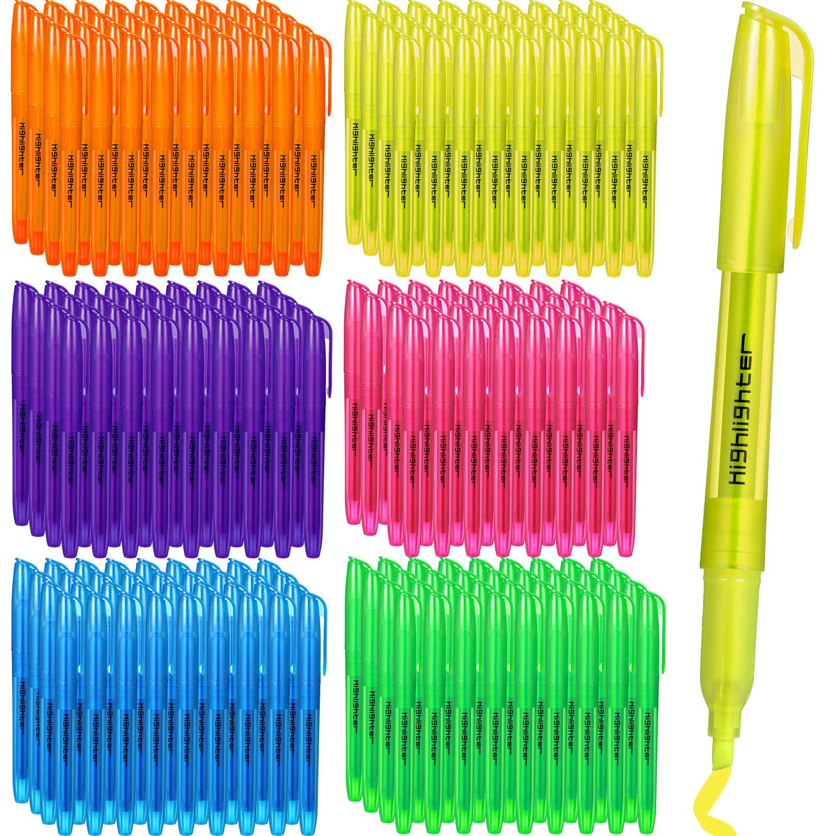Thenshop 300 Pcs Highlighters Bulk 6 Assorted Colors Chisel Tip Markers