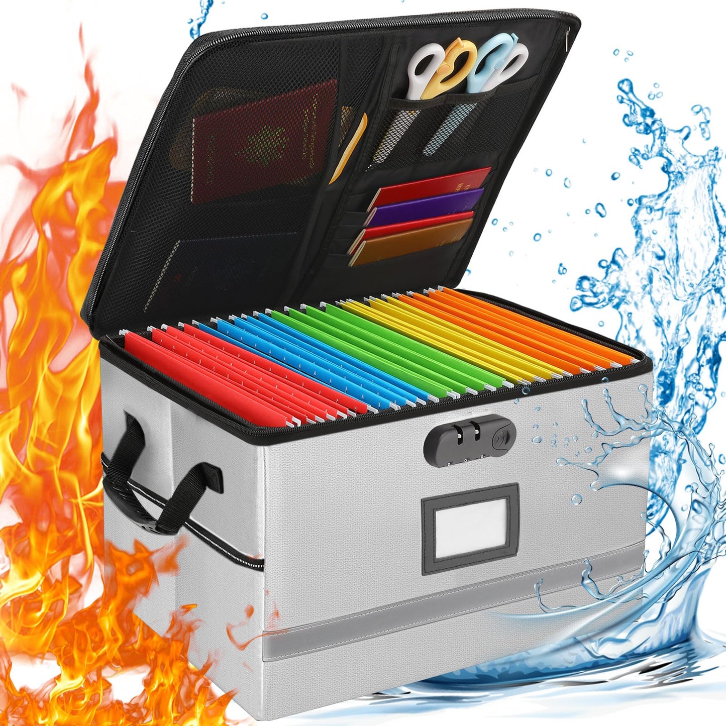 EXLIFBAG Fireproof File Organizer with Lock, 1 Layer