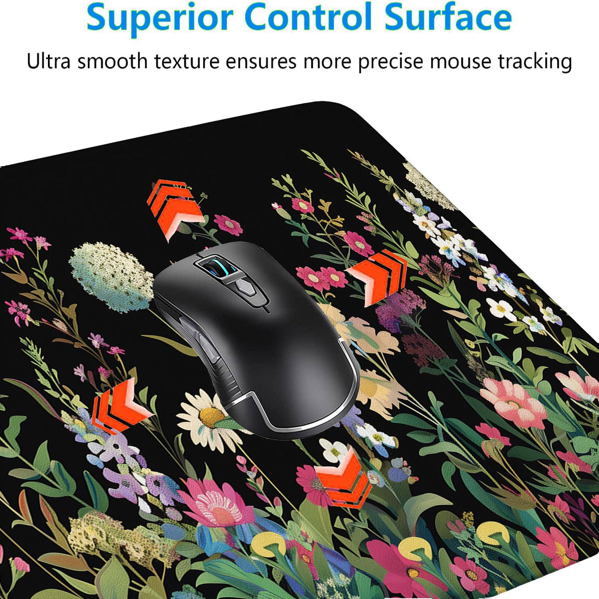 Floral Desk Mat Cute Plant Wildflowers Flowers Large Gaming Mouse Mat with Stitched Edges,Non-Slip