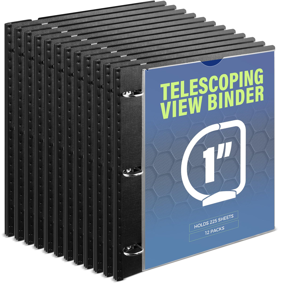 WOT I 12-Pack Telescoping 3 Ring Binder 1 Inch, Expandable Flexible Binder - Patented Design for