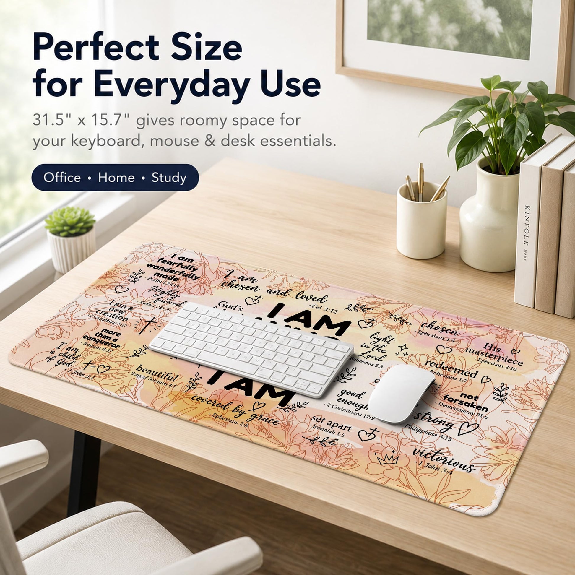 DOFQZ God Says I Am Christian Desk Mat Large Mouse Pad 31.5x15.7 Inch,M001