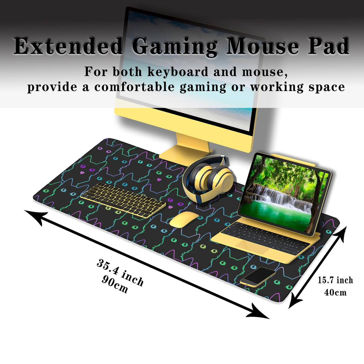 Samgula Big Mouse Pad Black Purple The Desk Pad Computer Mouse Pads Keyboard Pads Deskmat