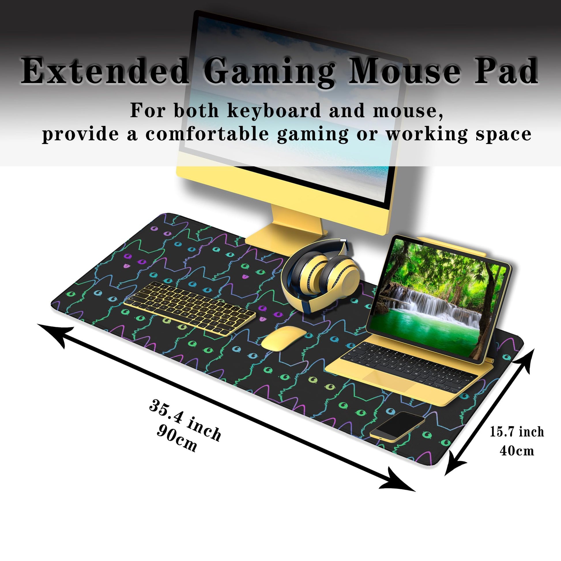 Samgula Big Mouse Pad Black Purple The Desk Pad Computer Mouse Pads Keyboard Pads Deskmat