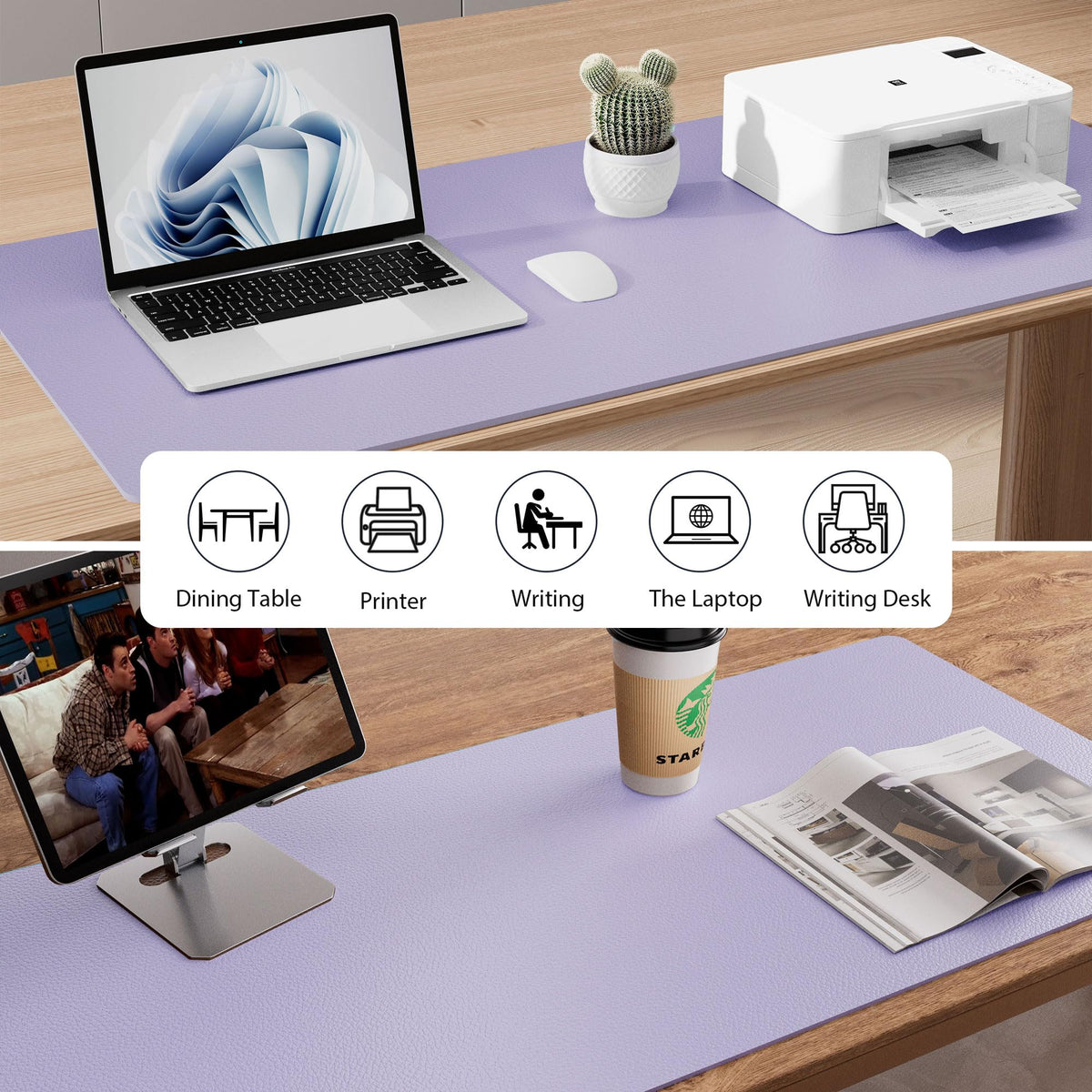 Aothia Leather Desk Pad - Protector and Blotter, Mouse Pad and Office Mat, Non-Slip PU Leather