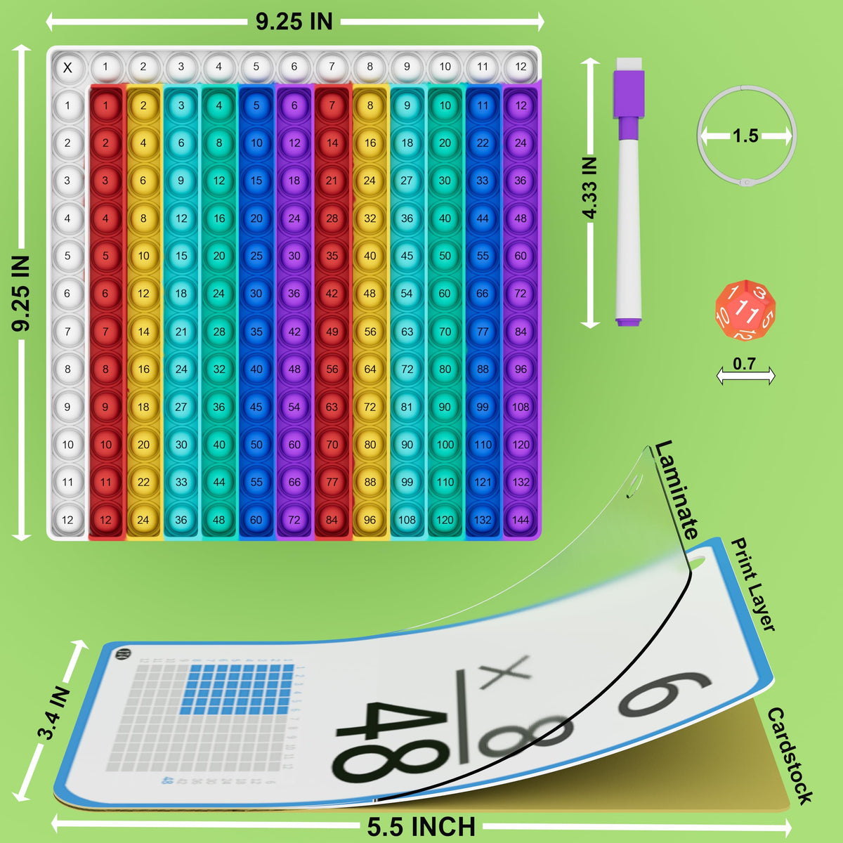 Multiplication Flash Cards 3rd Grade with Multiplication Chart - Times Table Flash Cards Math Game