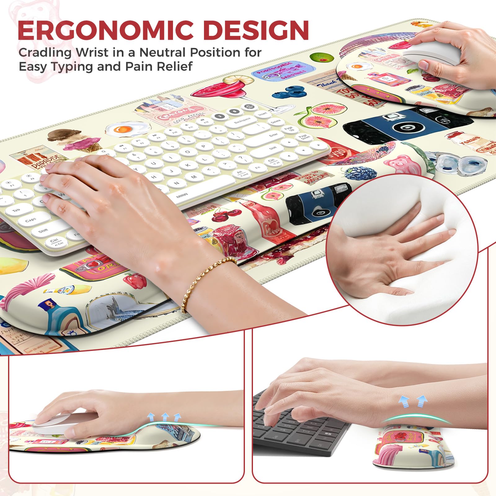iCasso Desk Pad Mat, Large Mouse Pad and Keyboard Wrist Rest Set