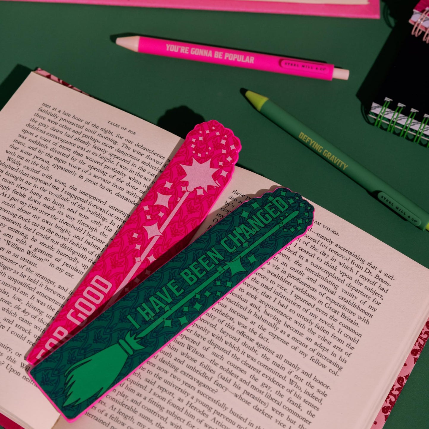 Steel Mill & Co. Wicked Gel Pen Set, Pink and Green