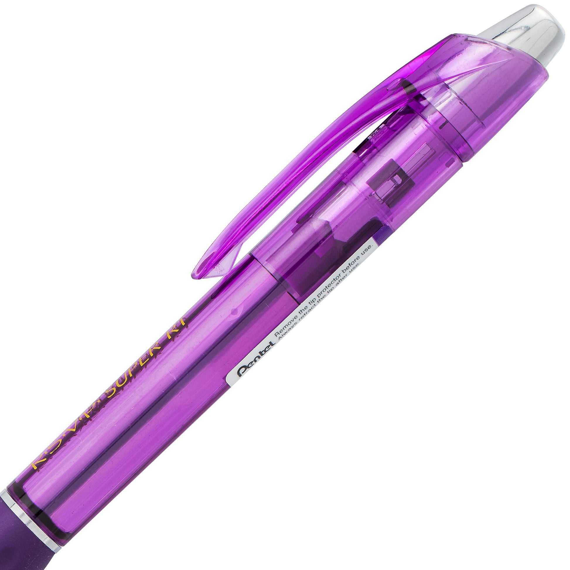 Pentel RSVP Super RT Ballpoint Pen, (1.0mm) Medium Line, Violet Ink, Box of 12 (BX480-V)
