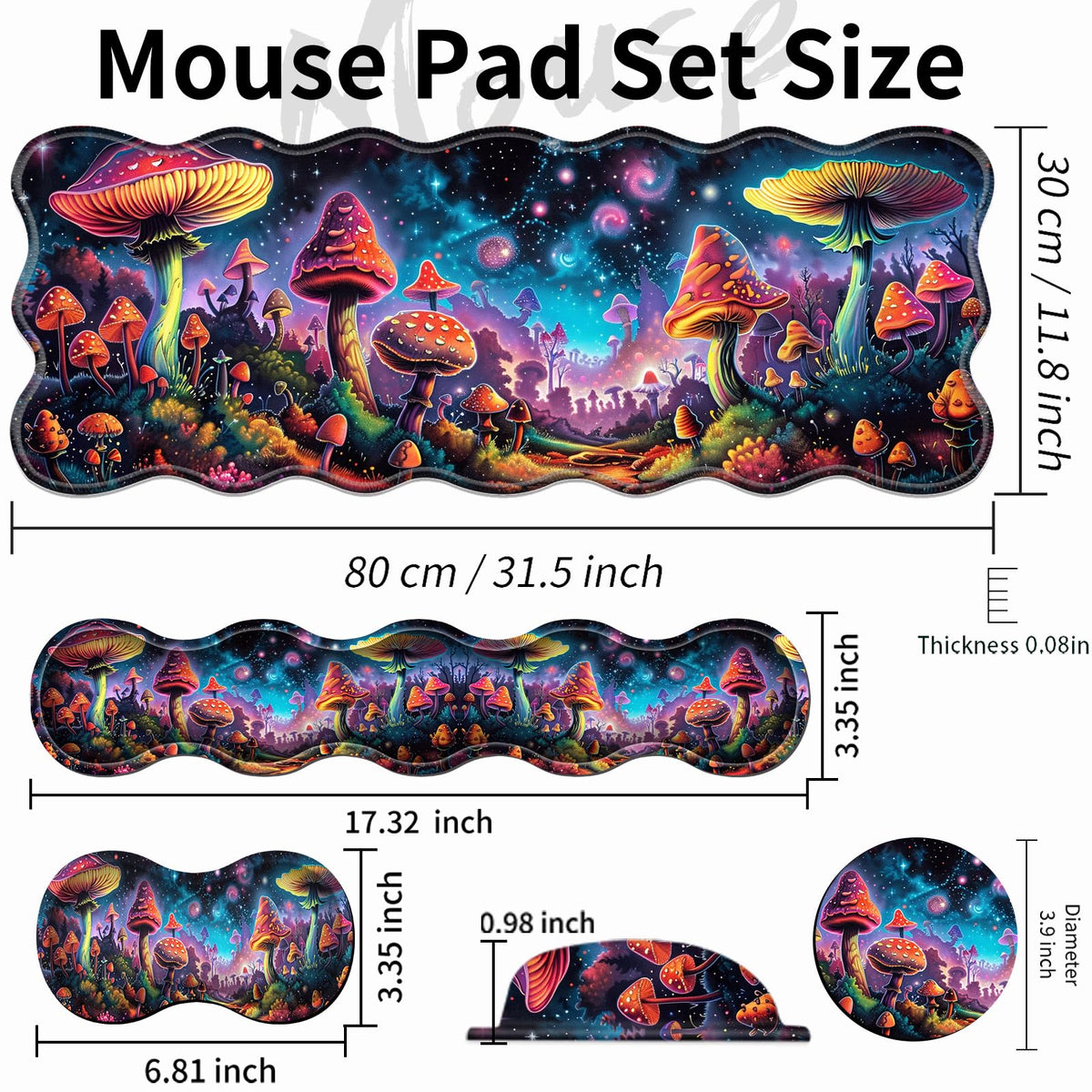 AIRWEE XXL Gaming Mouse Pad Set, 31.5"x11.8" Large Desk Mat with Keyboard Wrist Rest and Mouse