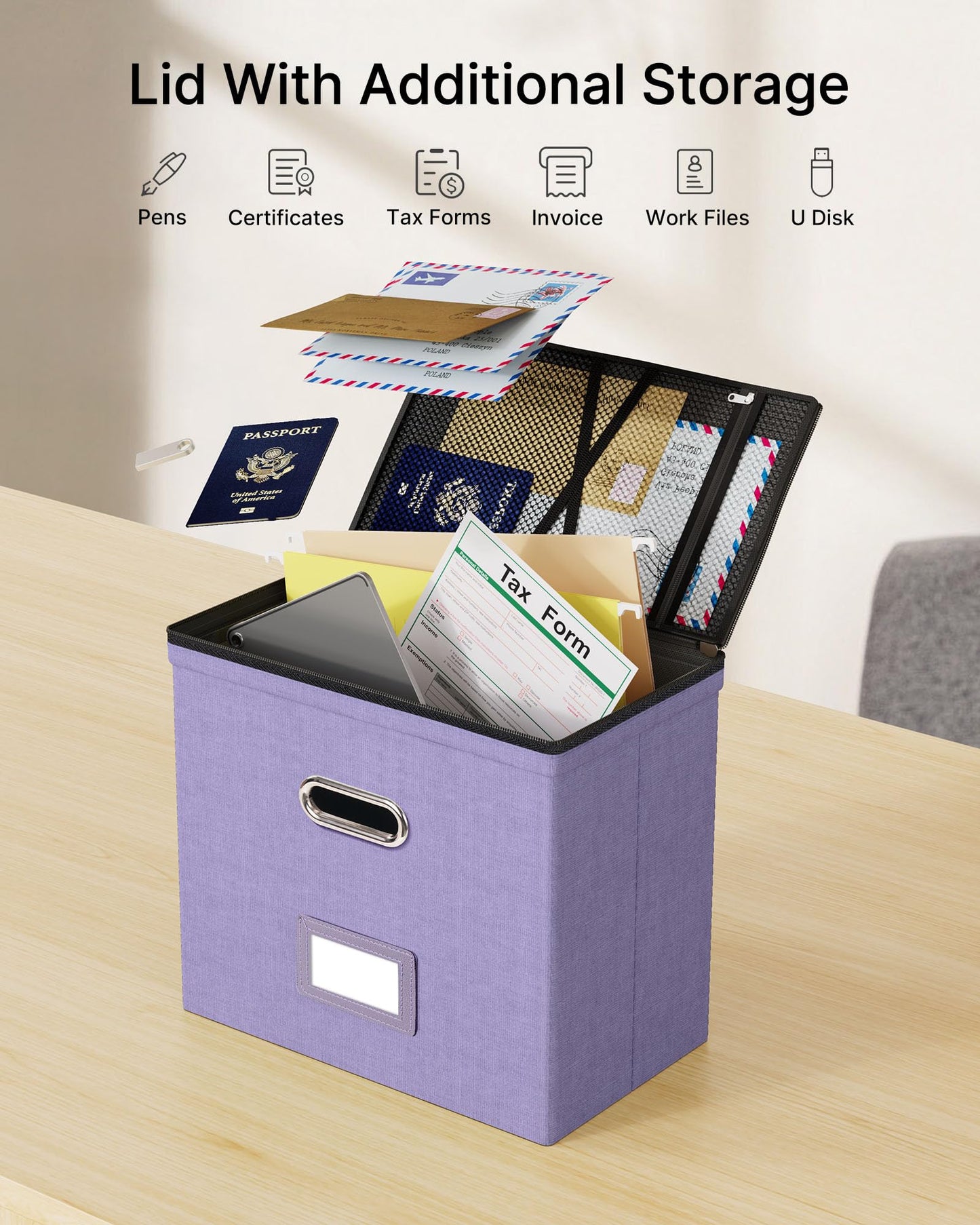 Oterri File Box Small 1-Pack Mesh Pockets Hanging Organizer for Letter-Size