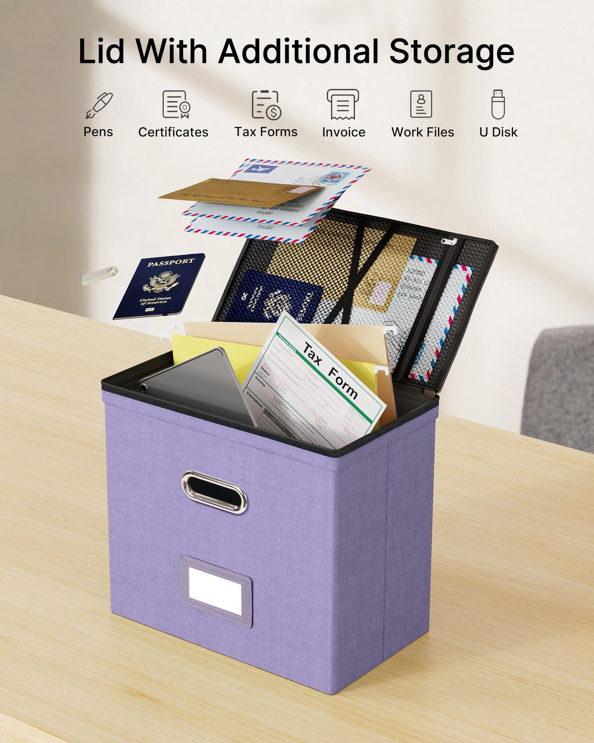 Oterri File Box Small 2-Pack Mesh Pockets Hanging Organizer for Letter-Size