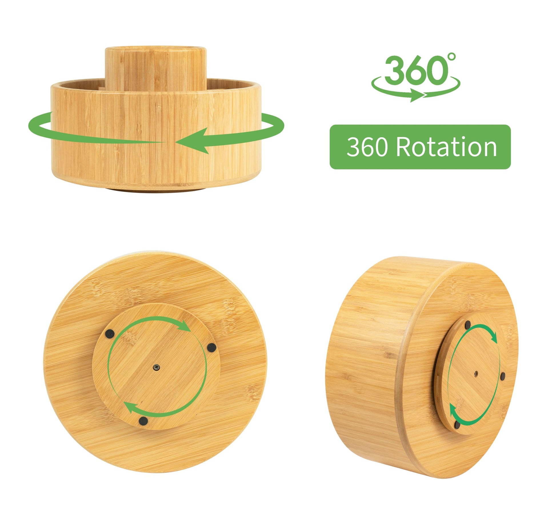 Utoplike Large Bamboo Rotating Pencil Holder, 360° Colored Pen Organizer