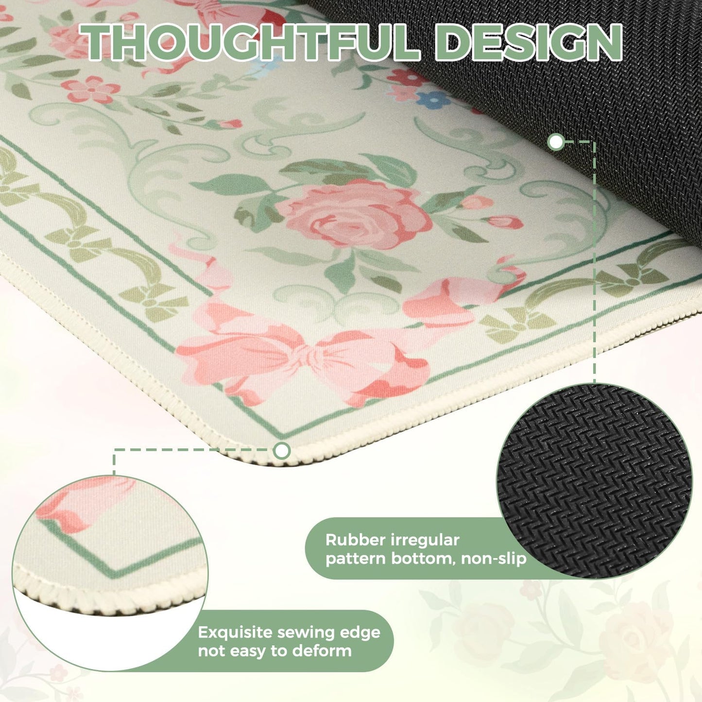 iCasso Green Desk Mat,Cute Desk Pad for Keyboard and Mouse