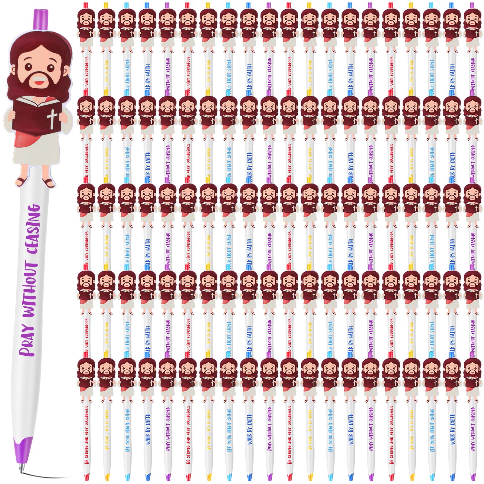 CroBlissful 100 Pcs Christian Jesus Pens for Kids, Back to School Supplies