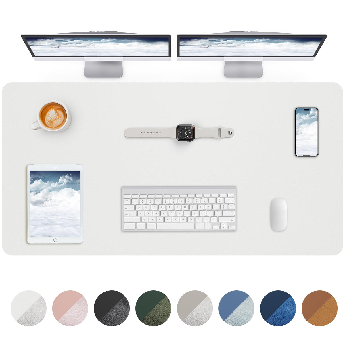 AFIING Leather Desk Pad Protector,48"" x 23""Large desk mat,Office Desk Mat, Non-Slip PU Leather